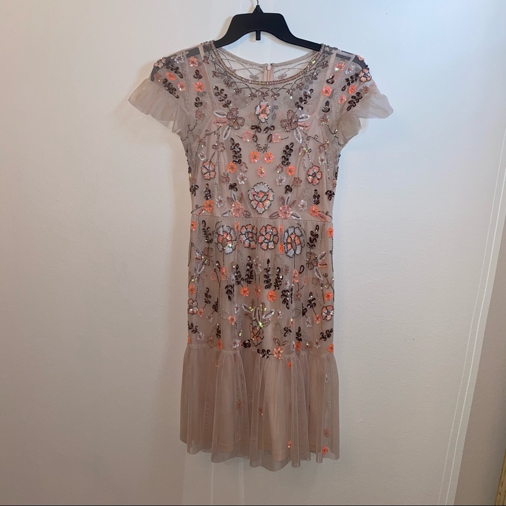 floral embellished sequin dress